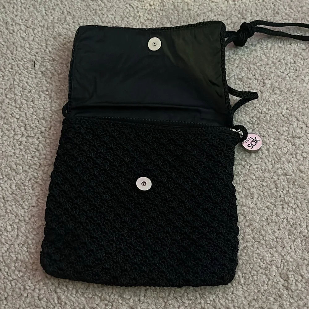 “The Sak- Knit Black Crossbody Bag”